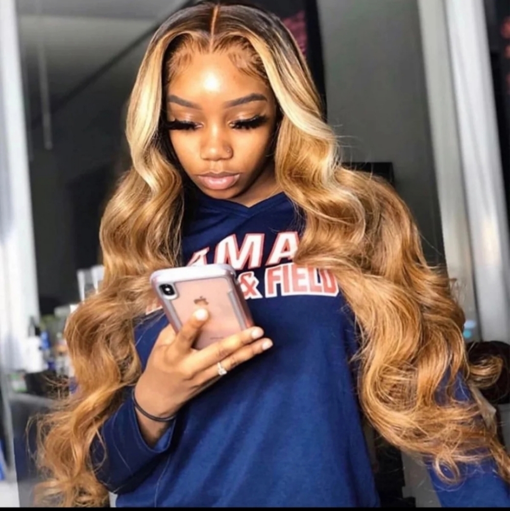 Lace Frontal Wig 13x4 Transparent HD Lace Ombre Highlights 16-30 inches